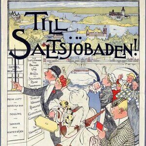 Antique Unique Swedish Poster of Sweden "Till Saltsjöbaden" ("To Saltsjöbaden")